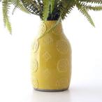 フラワーベース 花瓶 花びん 陶器 花器 おしゃれ かわいい アンティーク レース 花入れ テラコッタ 陶器のフラワーベース イエロー
