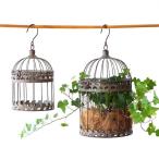 ショッピング鳥 鳥かご アイアン インテリア ガーデニング シャビー アンティーク 観葉植物 ケージ 雑貨 吊り下げ アイアンの鳥カゴホルダー 大小2個セット