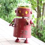 ショッピング置物 植木鉢 かわいい ブリキ ロボット 鉢 5号 おしゃれ オブジェ 置物 プランター 可愛い レトロ アンティーク ブリキロボのフラワーポット Red