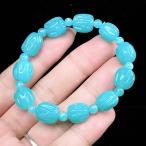 ショッピング天然石 PROME 天然石【一点物】高品質・アイスアマゾナイト・アイスアマゾナイト・彫刻カット・夏限定・水色・癒し・希望の石・優しい印象・ブレスレット v57204