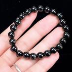 PROME 天然石【一点物】高品質・ブラックヒスイ・黒翡翠・スターヒスイ・墨緑・微細な星状の輝き・魔除け・精神安定・ミャンマー産・ブレスレット v58513