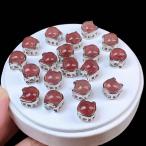 PROME 天然石 ストロベリークォーツ（ピンクエピドート）・貫通孔・白銅・パーツ NO.P2828