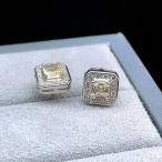 PROME* натуральный камень * специальный specification товар * высокое качество * seat ruli*8x8x15mm*[ дизайн часть. белый медь, post часть. серебряный ]* серьги *P6119