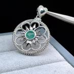 PROME・天然石・特別仕様品・高品質・エメラルドマイカ・31x23x6mm・白銅・ペンダントトップ・P6153