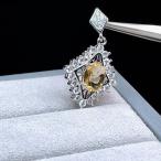 PROME・天然石・特別仕様品・高品質・シトリン・27x17x6mm・白銅・ペンダントトップ・P6168