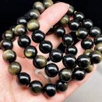 PROME 天然石・高品質・ゴールデンオブシディアン・メキシコ産・12mm・ブレスレット p6245