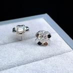 ショッピング恋愛 PROME・天然石・特別仕様品・高品質・モアサナイト・9x9x15mm・[デザイン部分は白銅、ポスト部分はシルバー]・ピアス・p6492