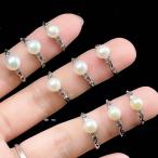 PROME 天然石・特別仕様品・再入荷不可・淡水パール・白銅指輪・フリーサイズ・P7309