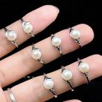 PROME 天然石・特別仕様品・再入荷不可・淡水パール・白銅指輪・フリーサイズ・p7376