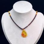 PROME 天然石【一点物】高品質・フラワーアンバー・花琥珀・バルティックアンバー・バルト海沿岸産・ネックレス・V66534