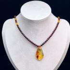 PROME 天然石【一点物】高品質・フラワーアンバー・花琥珀・バルティックアンバー・バルト海沿岸産・ネックレス・V66537