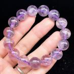 PROME 天然石 【一点物】高品質・大粒サイズ・セリサイトインアメジスト・スノーアメジスト・アメジストアイリス・ブラジル産・ブレスレット・v66868