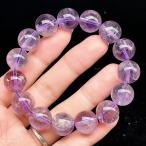 PROME 天然石 【一点物】高品質・大粒サイズ・セリサイトインアメジスト・スノーアメジスト・アメジストアイリス・ブラジル産・ブレスレット・v66875