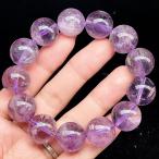 PROME 天然石 【一点物】高品質・大粒サイズ・セリサイトインアメジスト・スノーアメジスト・アメジストアイリス・ブラジル産・ブレスレット・v66886