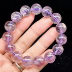 PROME 天然石 【一点物】高品質・大粒サイズ・セリサイトインアメジスト・スノーアメジスト・アメジストアイリス・ブラジル産・ブレスレット・v66913