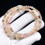 ショッピング恋愛 PROME 天然石 【一点物】ミックスルチルクォーツ・ブラジル産・三連・ブレスレット ・V69086