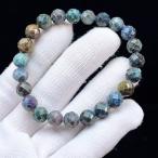 ショッピング天然石 PROME 天然石【一点物】希少鉱・ミラーボールカット・ルビーインカイヤナイト・インド産・ブレスレット・v71006