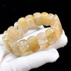 PROME 天然石【一点物】高品質・ゴールデンルチルクォーツ・タイチンルチルクォーツ・ブラジル産・ブレスレット・v72572