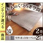 ホットカーペット+カバー 185×185cm ポリエステル ヘリンボーン柄 アルミ保温シート付き ブラウン・グレー色 YNI2000159