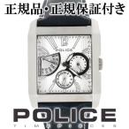 POLICE 腕時計 メンズ ブランド ポリス キングスアベニュー ホワイト シルバー 革ベルト メンズ腕時計 POLICE 爆買