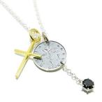 Yahoo! Yahoo!ショッピング(ヤフー ショッピング)ネックレス メンズ シルバー ブラックジルコニア コイン クロス ブランド シルバー925 メンズネックレス