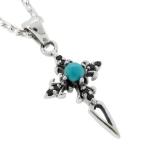 Yahoo! Yahoo!ショッピング(ヤフー ショッピング)ネックレス メンズ シルバー ターコイズ クロス ダガー 人気 かっこいい シルバー925 メンズネックレス チェーン付 プレゼント