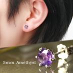 Yahoo! Yahoo!ショッピング(ヤフー ショッピング)5mm 天然 アメジスト 一粒ピアス 1P 片耳用 シルバー925 プラチナコーティング レディース 女性 2月 誕生石 天然石 紫 パープル ピンク