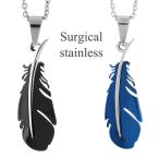 Yahoo! Yahoo!ショッピング(ヤフー ショッピング)ネックレス メンズ サージカルステンレス フェザー 羽根 ブルー ブラック 人気 ステンレス メンズネックレス