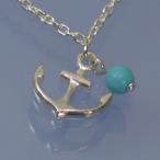 Yahoo! Yahoo!ショッピング(ヤフー ショッピング)ターコイズ付小さなイカリ シルバーネックレスレディース
