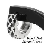 Yahoo! Yahoo!ショッピング(ヤフー ショッピング)フープピアス メンズ リング シルバー ブラック ネット 1P 片耳 おしゃれ 人気 シルバー925 フープピアス メンズ