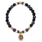 Yahoo! Yahoo!ショッピング(ヤフー ショッピング)メダイ ブレスレット メンズ レディース マリア ゴシック パープルブラック 人気 天然石