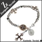 ザニポロタルツィーニ ブレスレット メンズ サージカルステンレス クロスチャーム ダブルチェーン メ ...