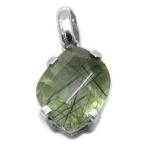 Yahoo! Yahoo!ショッピング(ヤフー ショッピング)グリーンルチルクォーツ シルバーペンダントトップ カット 天然石 パワーストーン 針水晶 シルバーペンダント プレゼント
