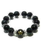 オニキス ブレスレット メンズ 戦国武将 幕末 家紋 12mm 17.5cm ブルータイガーアイ レ ...