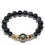 ブルータイガーアイ ブレスレット 戦国武将 坂本龍馬 オニキス12mm 金タイガーアイ ホークスアイ ...