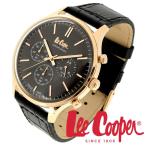 Lee Cooper リークーパー 腕時計 メンズ ブランド クロノグラフ 本革ベルト ブラック ゴールド 時計 Lee Cooper リークーパー 爆買