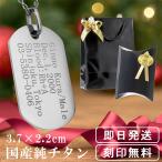 ドッグタグ チタン ネックレス チェーン付きペンダント Mサイズ 刻印無料 メッセージ 刻印 メッセージ刻印 名入れ 印字 ペンダント 認識票 迷子札