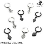 PUERTA DEL SOL циркон карты очарование серебряный ушные каффы 1P одна сторона уголок для мужской женский Spade Club Heart покачивающийся черный чёрный 