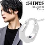 セインツ フープピアス メンズ サファイア ハンマーアイ ブランド 1P 片耳 おしゃれ シンプル 槌目 シルバー SAINTS 男性