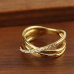 K18三連ダイヤモンドゴールドリン...