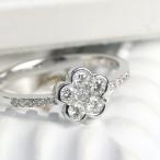 PT900 ダイヤモンド フラワー プラチナ リング 指輪 花 天然 ダイヤ 華やか 可愛い かわいい 上品 普段使い デイリー レディース 爆買