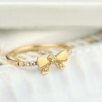 K18 ダイヤモンド リボン ゴールド リング 指輪 18金 18k 天然 ダイヤ 可愛い かわいい 上品 フェミニン 華やか レディース 爆買