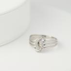 PT900ダイヤモンド三連曲線プラ...