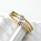 K18二粒ダイヤモンド3連ゴールド...