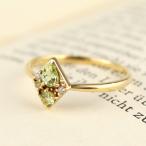 K18 ペリドット ダイヤモンド リング 指輪 天然石 誕生石 8月 ひし形 ゴールド 18金 18k 可愛い シンプル 普段使い レディース 爆買