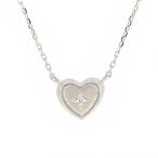 ハート ゴールドネックレス 粒 ストーン マット 艶消し つや消し 梨地 18金 ホワイトゴールド ダイヤモンド