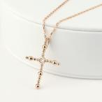 K18 ダイヤモンド クロス ピンクゴールド ネックレス 18金 18k ゴールド 十字架 大ぶり 大きめ 可愛い 大人かわいい レディース 爆買
