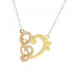 ショッピングハートゴールド ハート ゴールドネックレス(チェーン付きペンダント) 音符 音楽 ト音記号 ヘ音記号 コンビ バイカラー 18金