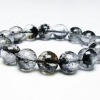 ブラックエレスチャルクォーツ骸骨水晶ブレスレット14mmt124-4760