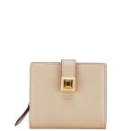 フェンディ スタッズ 二つ折り財布 ベージュ ピンク レザー レディース FENDI 【中古】
